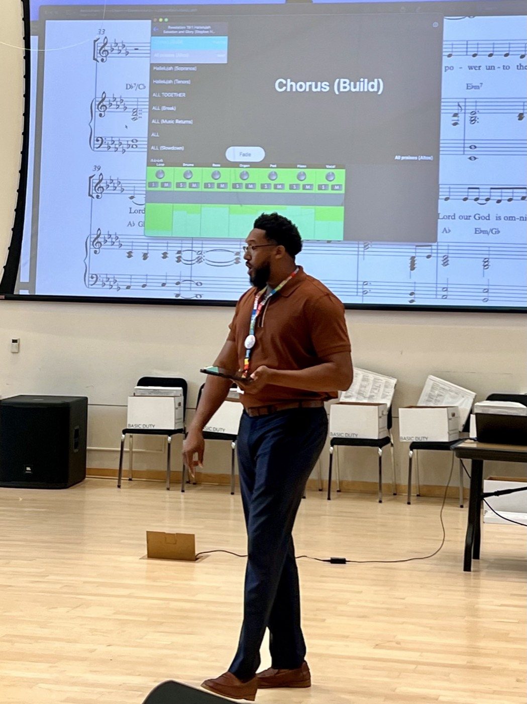 Mr. Tinsley rehearsing